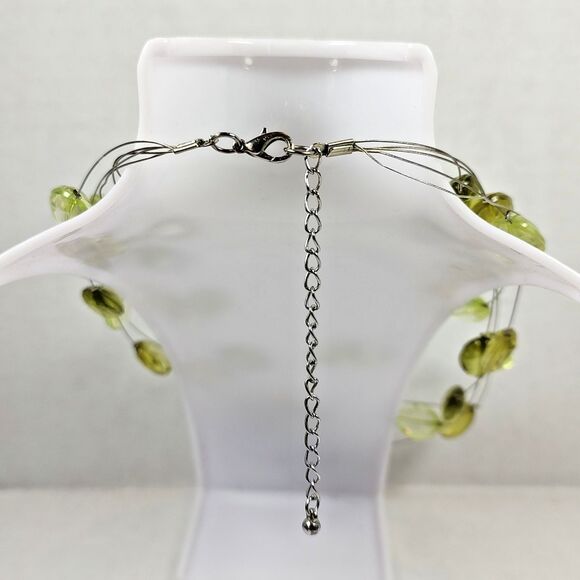 Multi-Strand Green Beaded Statement Necklace Layered Fashion Jewelry 16" - 19" - Picture 6 of 10